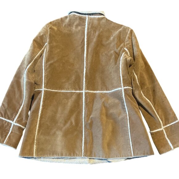 St. Johns Bay Large Washable Suede Coat W/ Faux Shearling Trim Penny Lane Boho - Picture 9 of 9